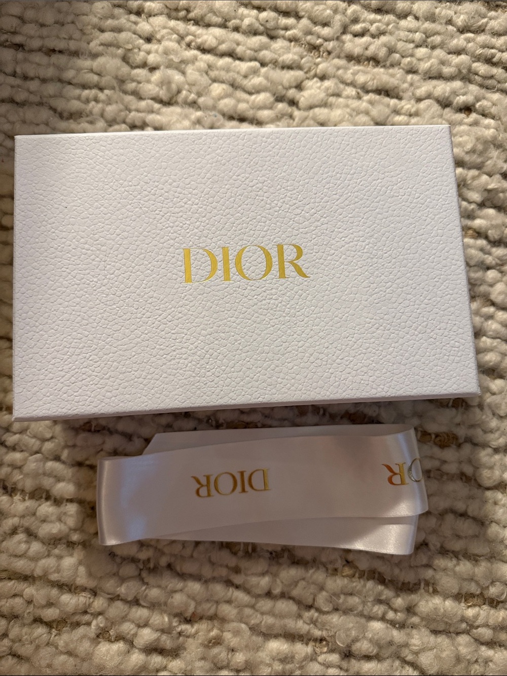 Dior White and Gold Gift Box with Branded Satin Ribbon